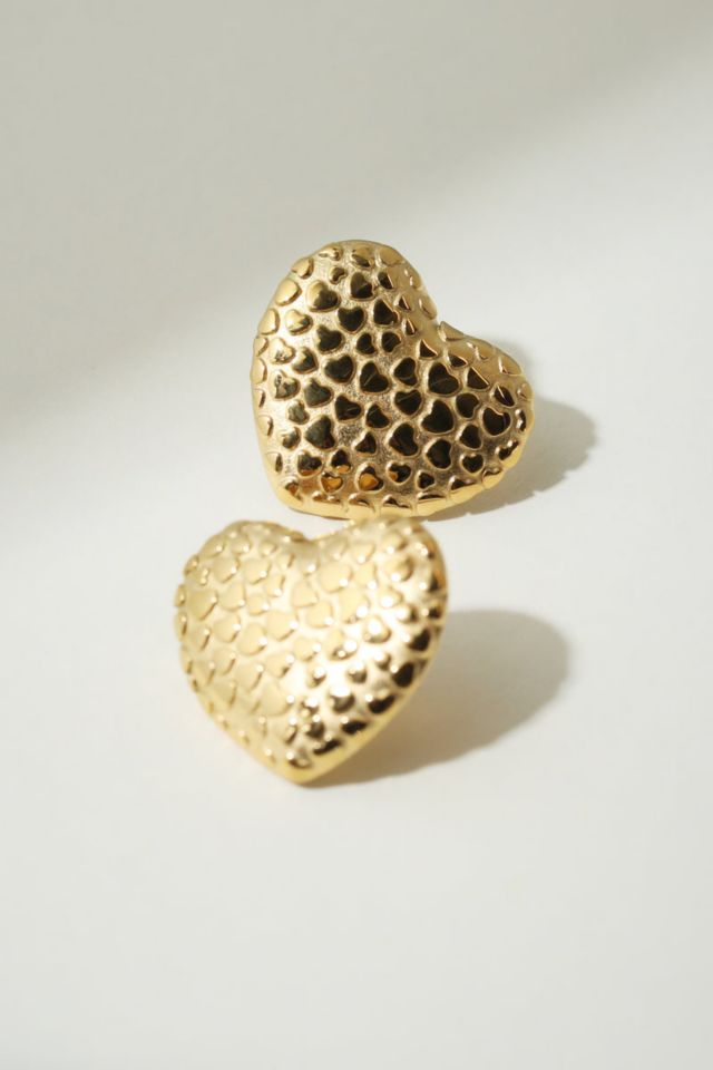 The M Jewelers Textured Heart Earrings #3
