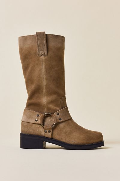Bottes moto à harnais en suède UO