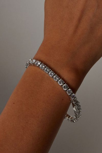 The M Jewelers Thick Essential Tennis Bracelet In Silver, Women's At Urban Outfitters In Metallic