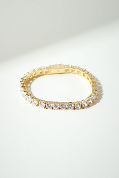 The M Jewelers Thick Essential Tennis Bracelet In Gold, Women's At Urban Outfitters In Gold