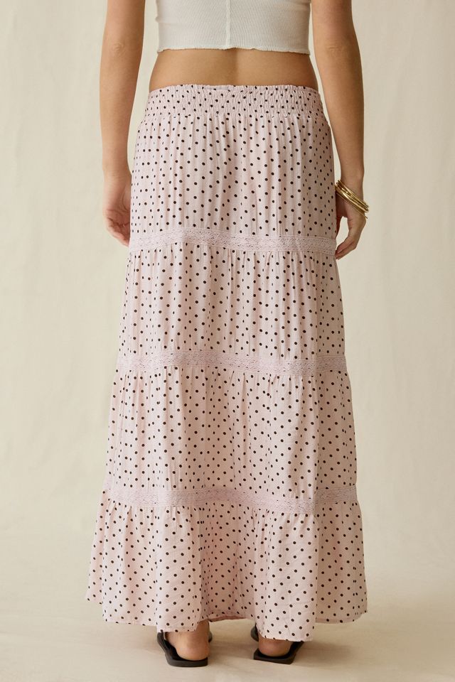 Daisy Street On The Dot Tiered Lace Trim Maxi Skirt #3