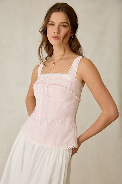 Daisy Street Sherbert Peplum Lace Trim Tank Top