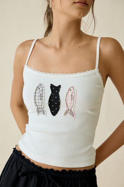 Daisy Street Kipper Fish Applique Graphic Cami