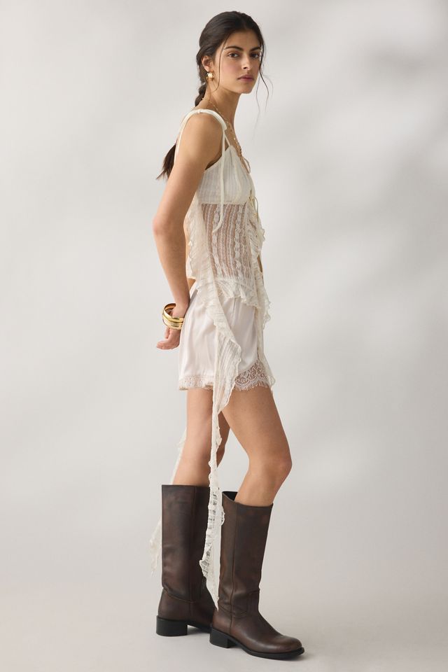 Camisole évasée transparente en dentelle à manches volantées et devant fendu Daisy Street #2