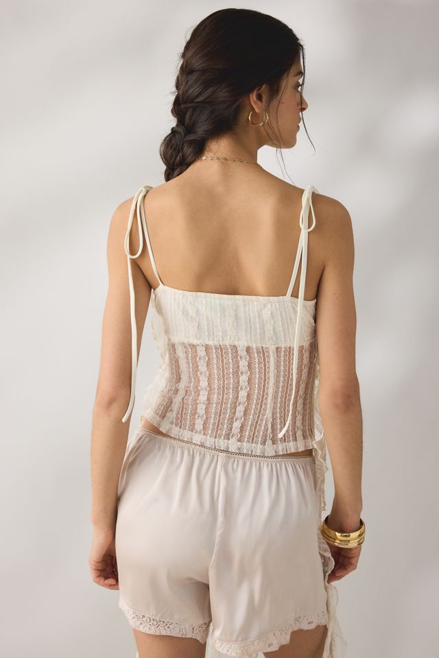 Daisy Street Flutter Sheer Lace Split-Front Flyaway Cami | Urban