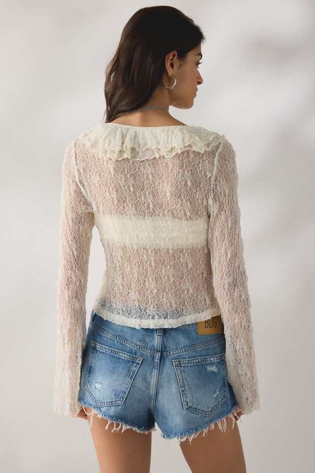 Haut volant transparent Sheer Radiance en dentelle avec attache avant Daisy Street #2
