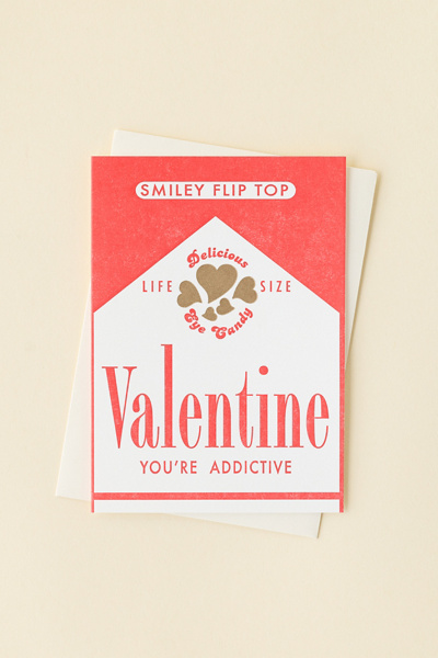 a. Favorite Designs Valentine Candy Cigarettes Valentine's Day Card
