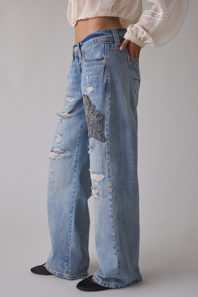 BDG Kayla Rip + Repair Embellished Low-Rise Jean