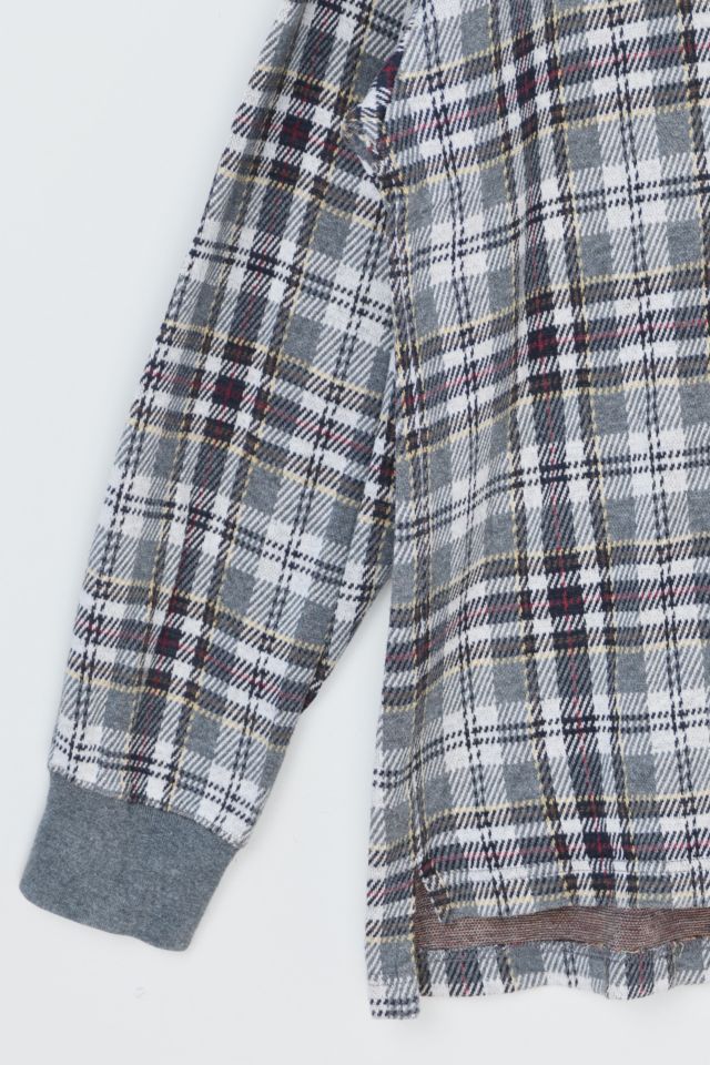 Vintage 90s Izod Gray Plaid Long Sleeve Polo #2