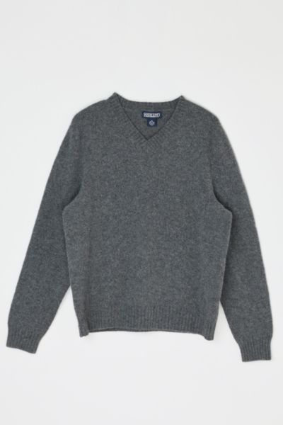 Vintage 90s Dark Grey V-Neck Lambswool Sweater