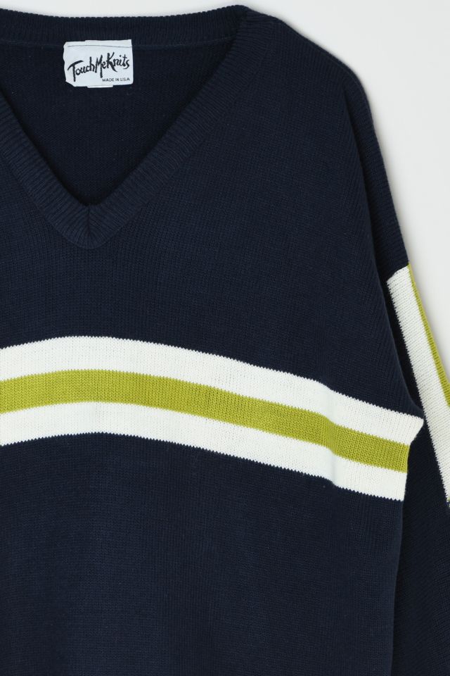 Vintage 90s Striped V-Neck Sweater #1