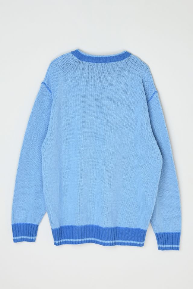 Vintage Y2k Light Blue Contrast-Stitched Sweater #3