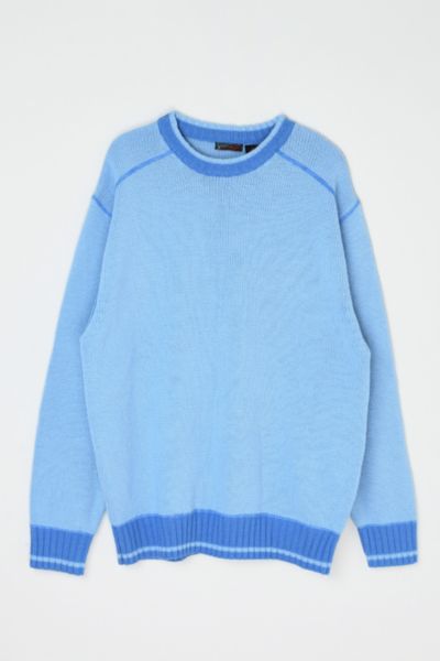 Vintage Y2k Light Blue Contrast-Stitched Sweater