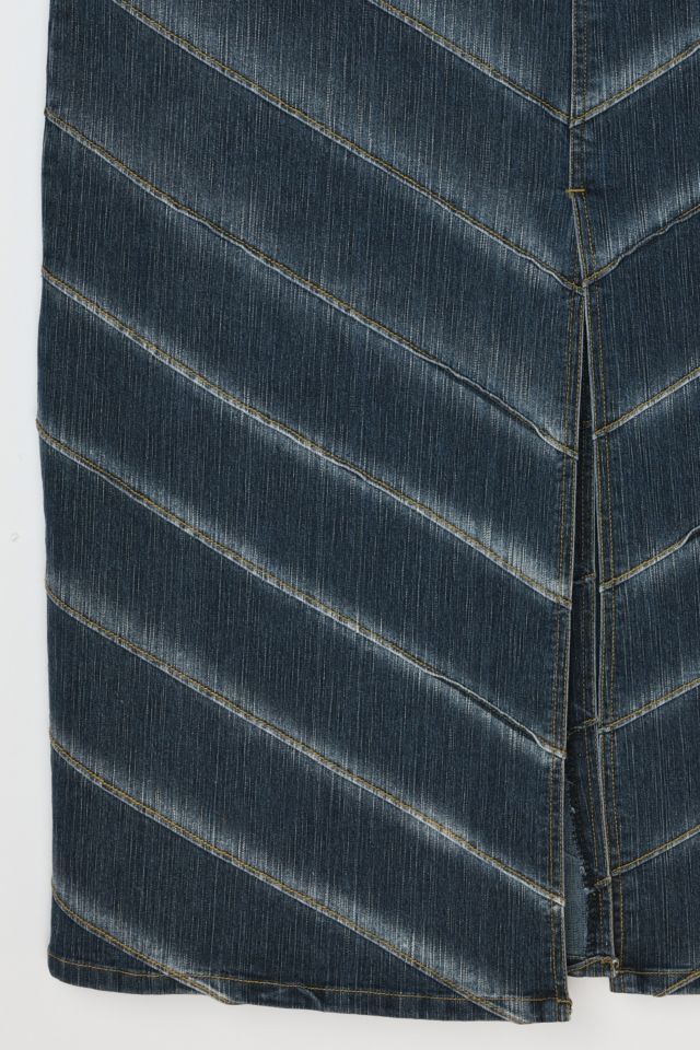 Vintage Y2k Paneled High-Slit Dark Wash Denim Midi Skirt #2