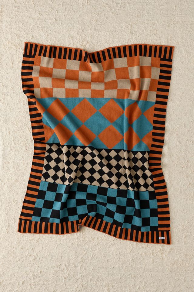 Calhoun & Co. Diamond Checkerboard Knit Throw Blanket #1