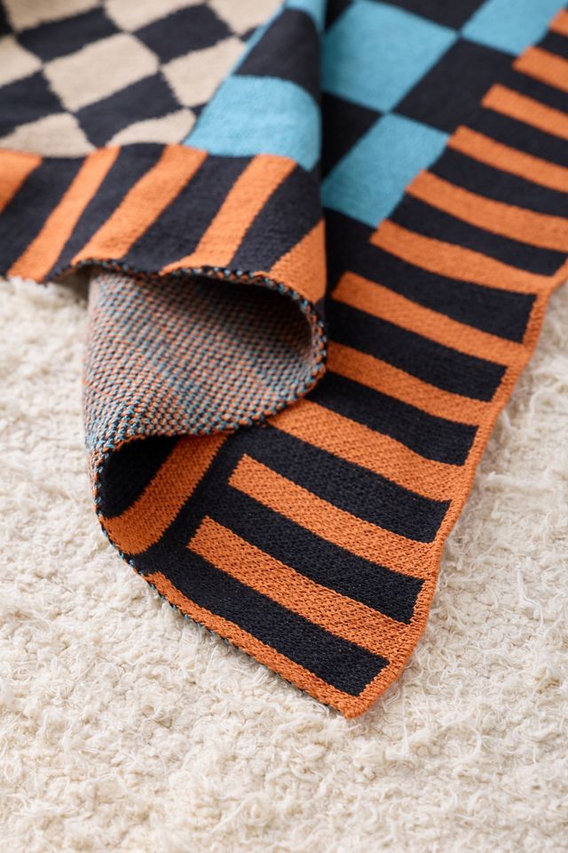 Calhoun & Co. Diamond Checkerboard Knit Throw Blanket #2