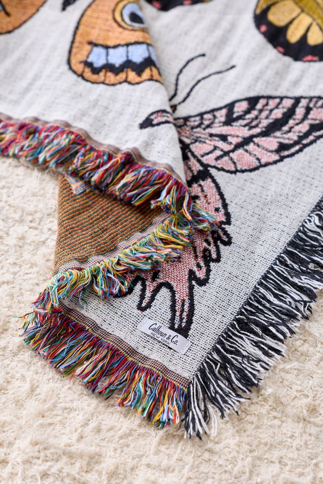 Calhoun & Co. Butterflies Tapestry Throw Blanket #2