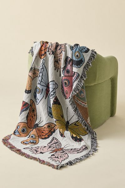 Calhoun & Co. Butterflies Tapestry Throw Blanket
