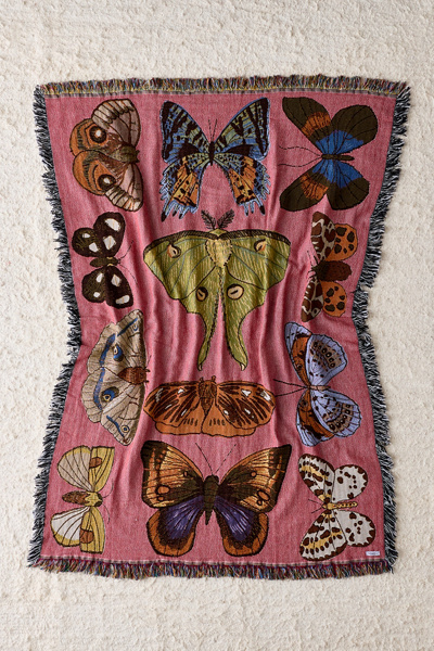 Calhoun & Co. Moth Still Life Tapestry Throw Blanket
