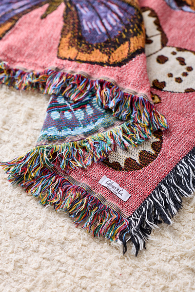 Calhoun & Co. Moth Still Life Tapestry Throw Blanket