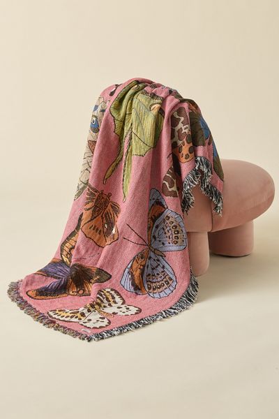 Calhoun & Co. Moth Still Life Tapestry Throw Blanket