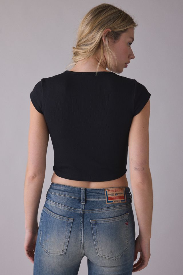 T-shirt bébé côtelé à manches courtes avec lacets et graphique True Religion #1