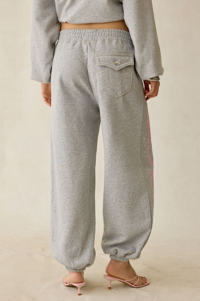 True Religion Big T Crystal Graphic Baggy Jogger Sweatpants #1