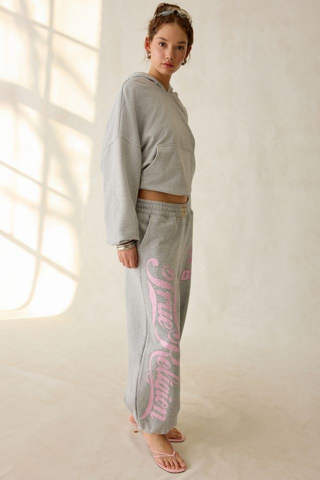 True Religion Big T Crystal Graphic Baggy Jogger Sweatpants #2