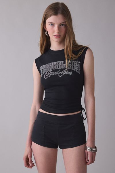T-shirt bébé froncé sur les côtés avec graphique en cristal True Religion