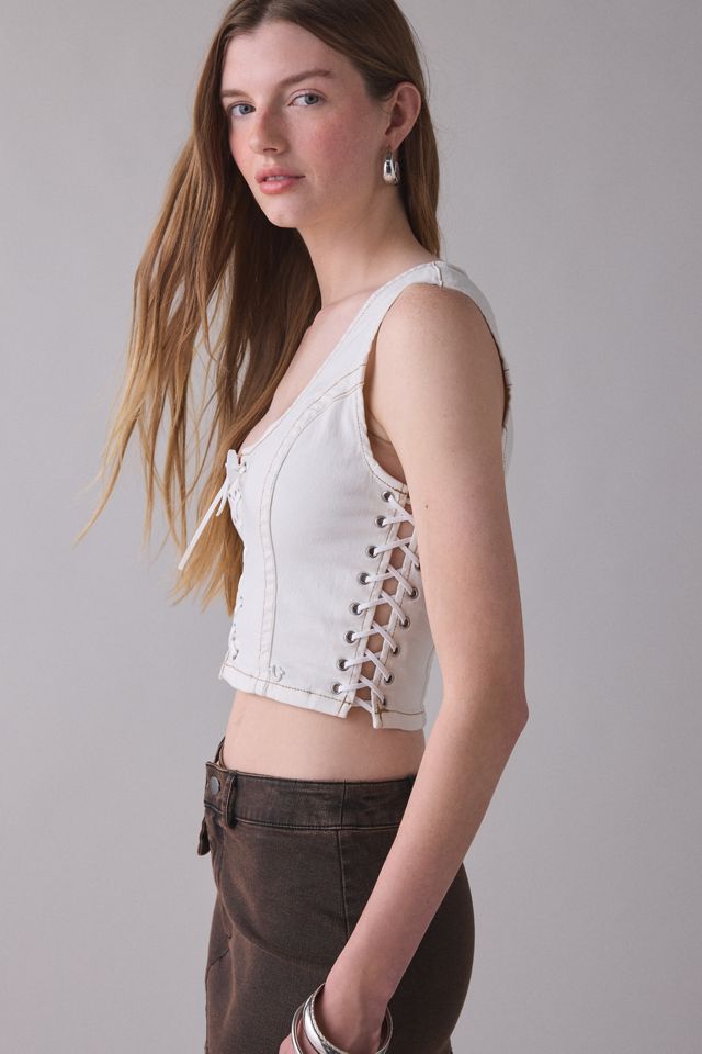 True Religion Lace-Up Denim Corset Top #2