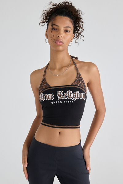 True Religion Printed Layered Halter Neck Bandeau Top