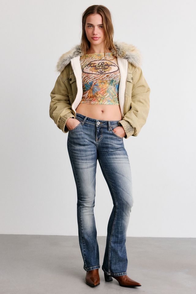 True Religion Butterfly Sheer Lace Long Sleeve Boatneck Top #2