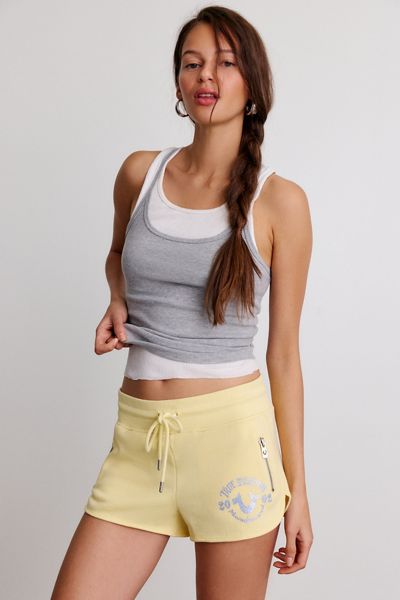 Short de jogging micro à poches zippées avec graphique à paillettes True Religion