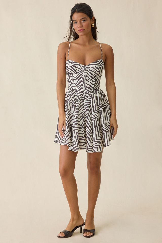 Bardot Ashta Zebra Print Corset Mini Dress #1