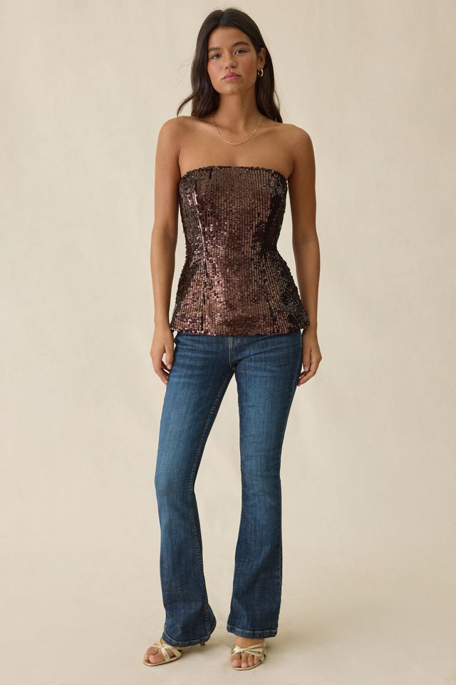 Bardot Helenia Sequin Strapless Corset Top #1