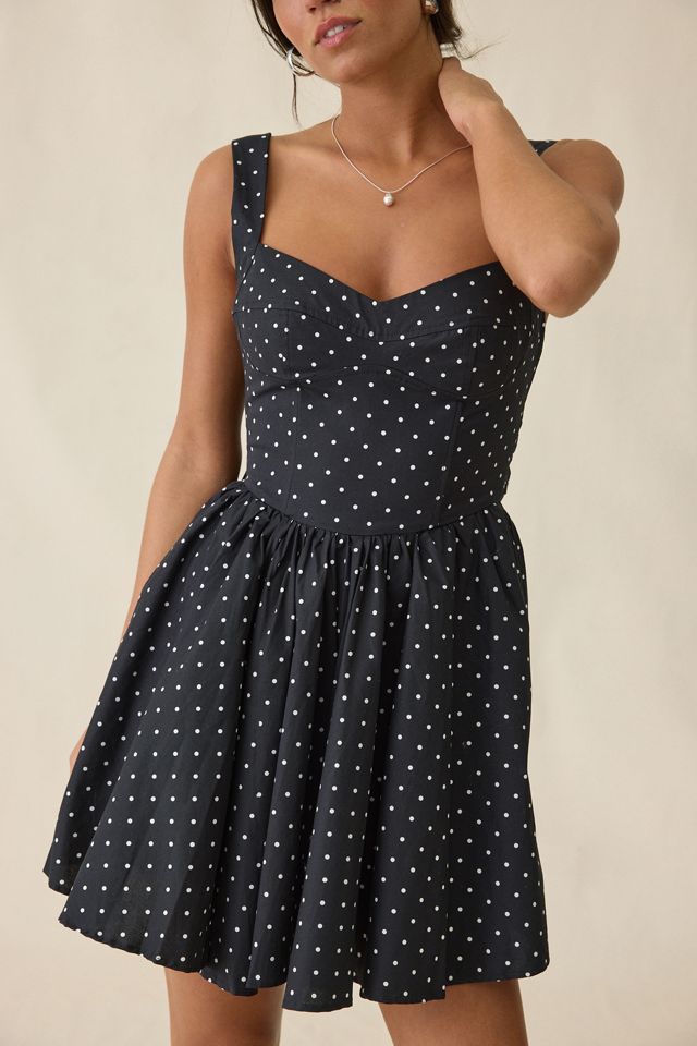 Bardot Coletta Black Spot Tie-Back Cotton Mini Dress #3