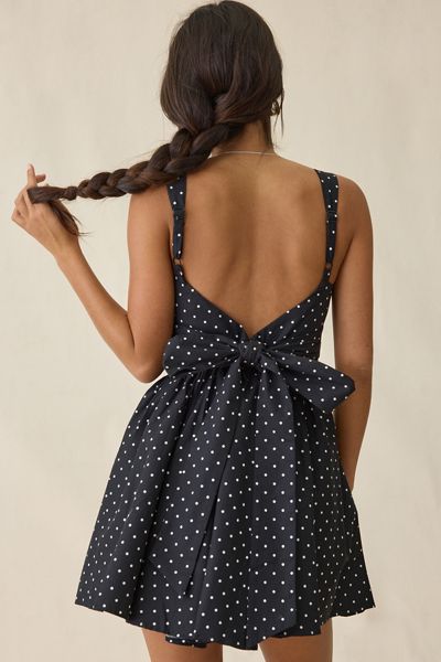 Bardot Coletta Black Spot Tie-Back Cotton Mini Dress