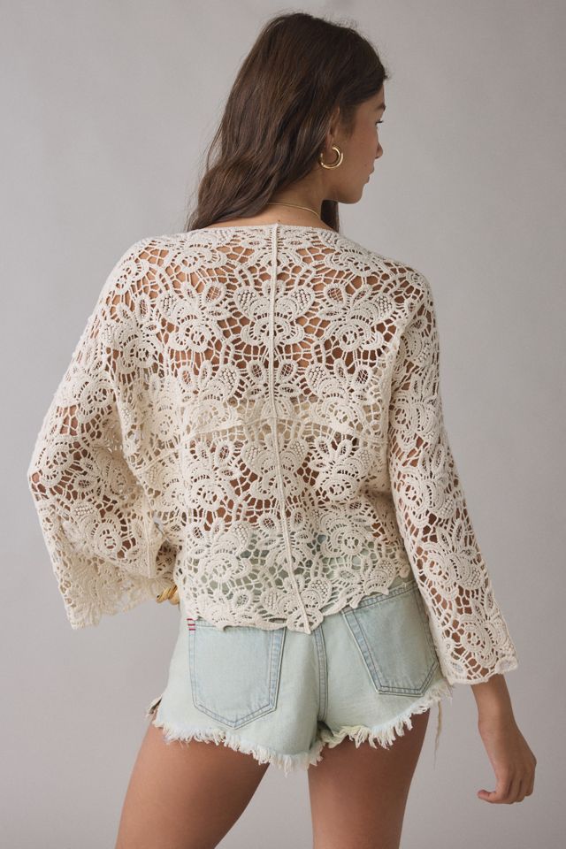 Kimchi Blue Easy Days Tie-Front Crochet Top #2