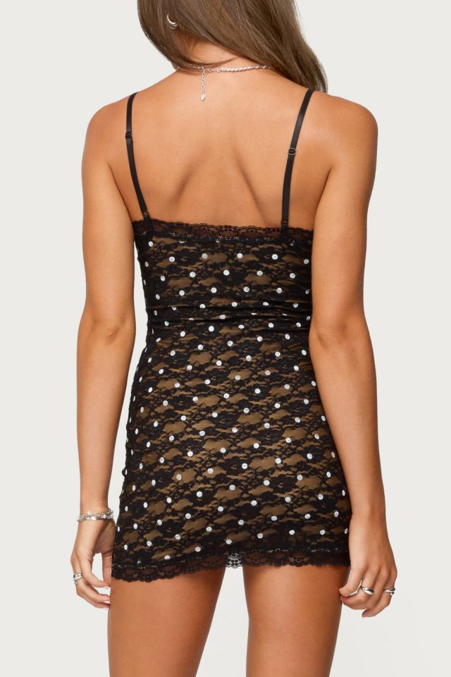 Edikted Brielle Polka Dot Lace Mini Dress #2