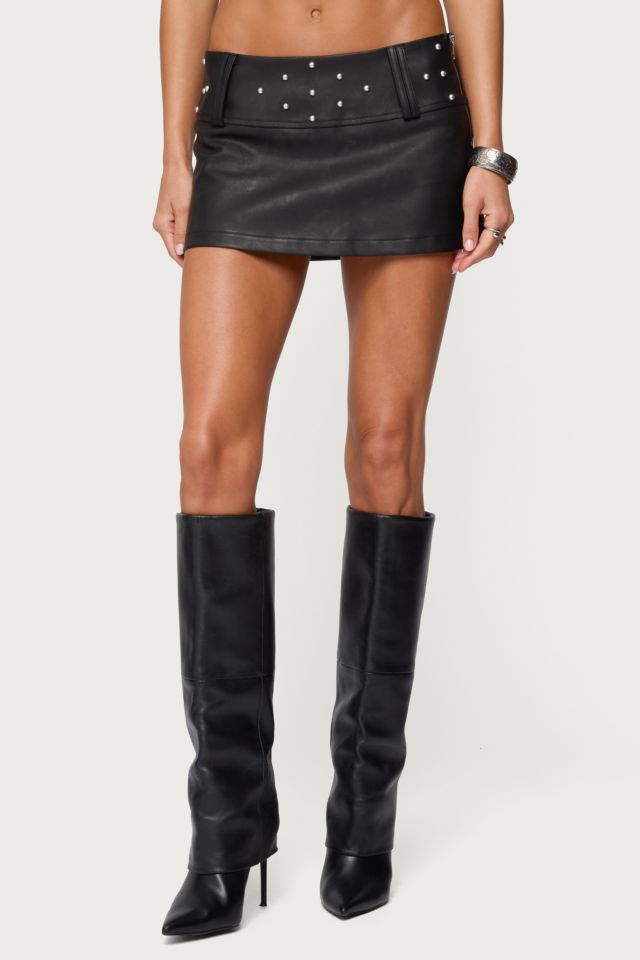 Edikted Luella Studded Faux Leather Mini Skort #1