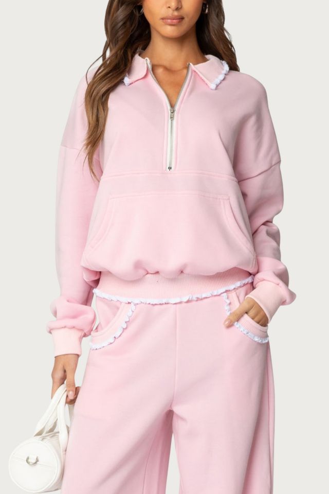 Edikted Ashtin Ruffle Trim Sweatshirt #3