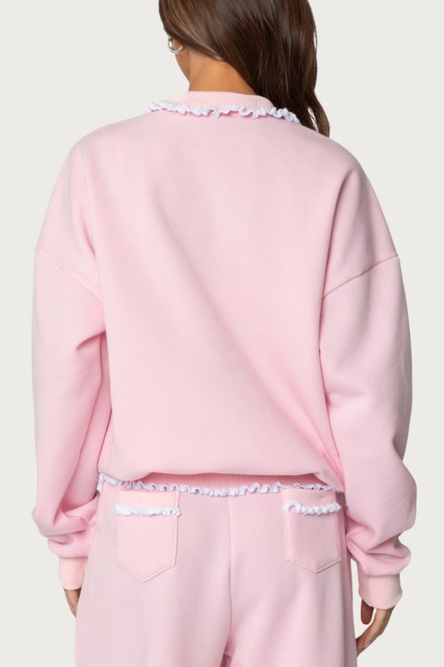 Edikted Ashtin Ruffle Trim Sweatshirt #4