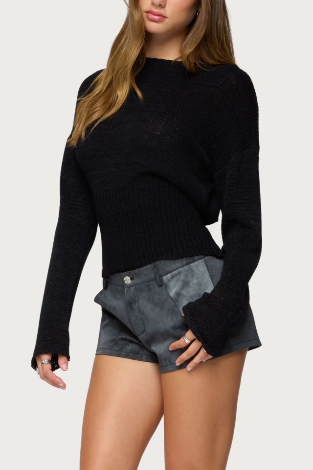 Edikted Rhiley Contrast Faux Suede Micro Shorts #2