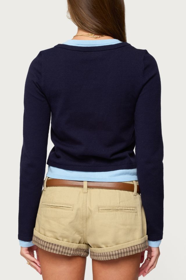 Edikted Marthie Layered Knit V Neck Top #4