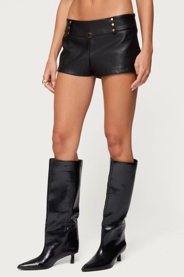 Edikted Reese Studded Faux Leather Micro Shorts #2