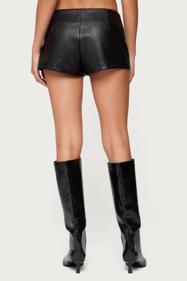 Edikted Reese Studded Faux Leather Micro Shorts #3