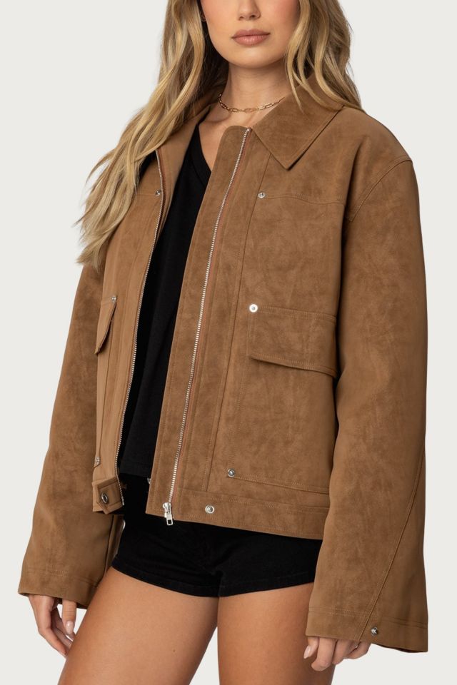 Edikted Annabelle Oversized Faux Suede Jacket #2