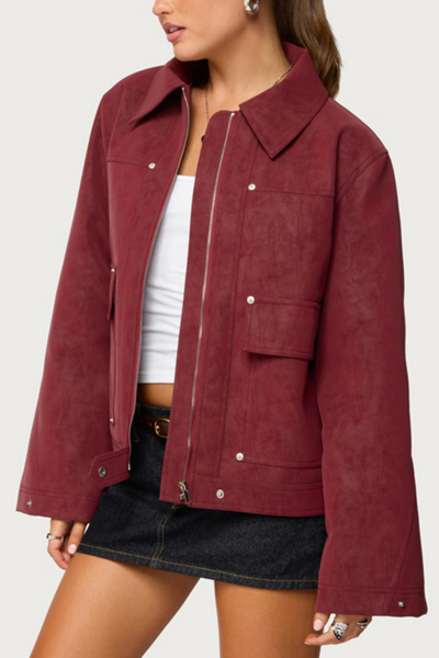 Edikted Annabelle Oversized Faux Suede Jacket