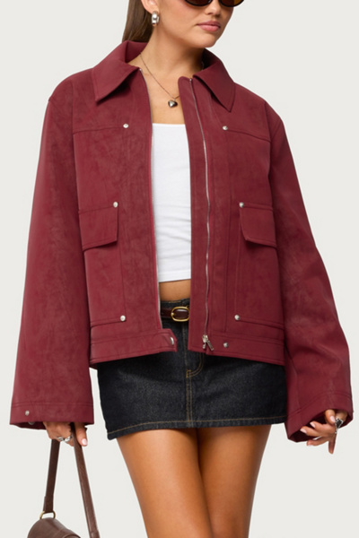 Edikted Annabelle Oversized Faux Suede Jacket
