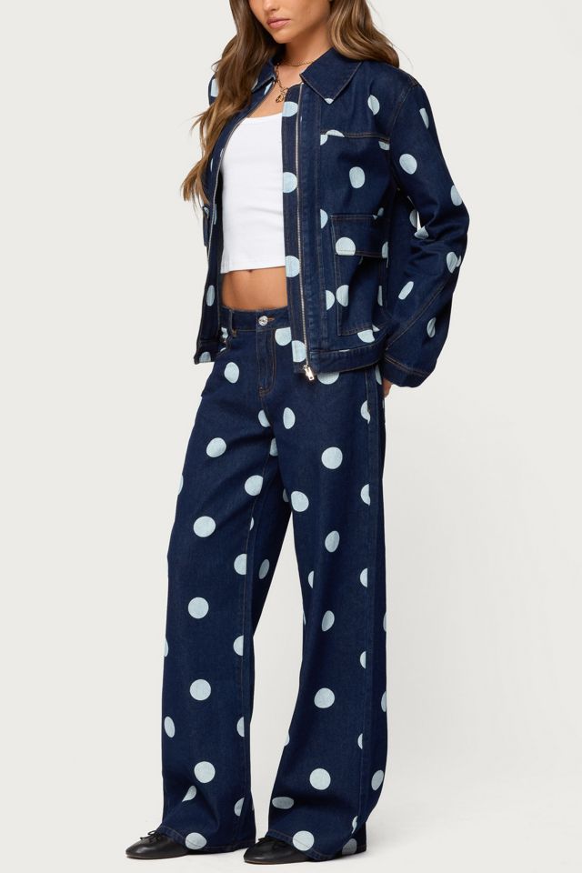 Edikted Leyah Polka Dot Oversized Denim Jacket #1
